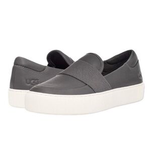 UGG Women's Chayze Leather Slip-On Sneaker Loafer Gray Elastic Band Size 6